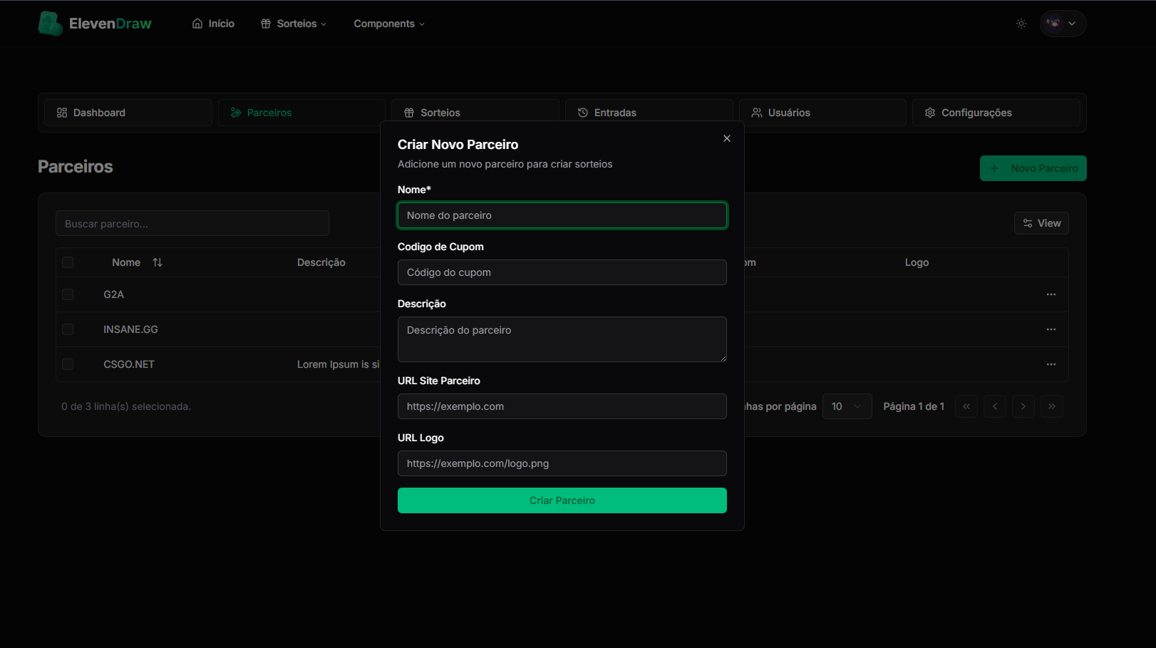 Dashboard de Parceiros